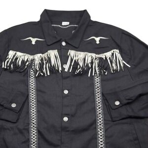 Western Cowboy Long Sleeve Fringe Costume Jacket by Spirit Black Mens‎ XL